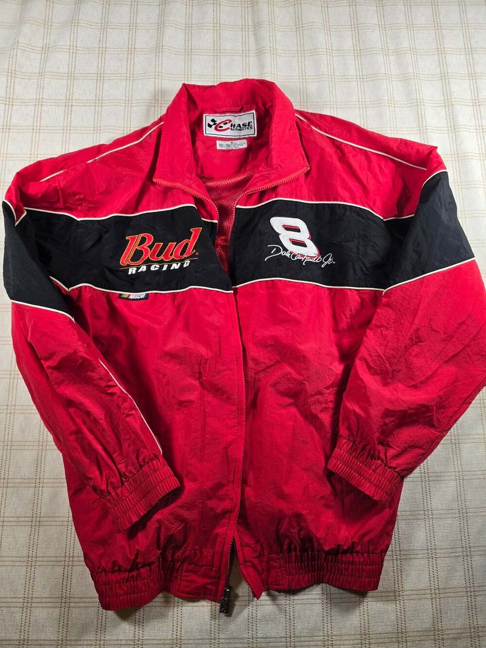 Vintage Chase Authentics Dale Earnhardt Jr. Budweiser NASCAR Racing Windbreaker